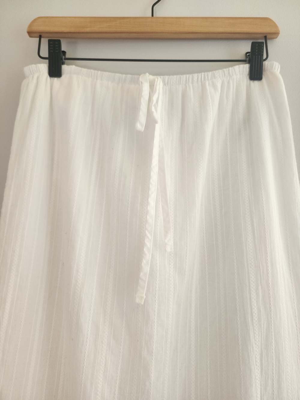 White 100% Cotton Lace Trim Dobby Midi Maxi Skirt Small Boho Fairy Cottagecore - Picture 4 of 16
